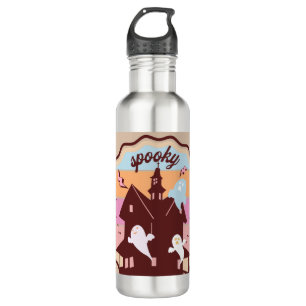 Retro Halloween Costume Spooky Haunted House Ghost Stainless Steel Water Bottle