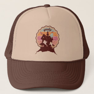 Retro Halloween Costume Spooky Haunted House Ghost Trucker Hat