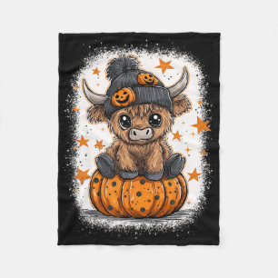 Retro Halloween Cow Pumpkin Fall Cow Thanksgiving Fleece Blanket
