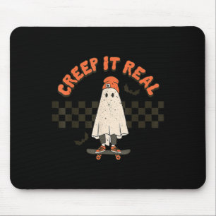 Retro Halloween Creep it real Ghost Boy Fall Seaso Mouse Pad