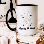 Retro Halloween Creep it Real Skeleton Mug<br><div class="desc">This Halloween design features a skeleton hand giving a peace sign! These are a great gift for the Halloween lover in your life! Variations of this mug,  including personalized,  are available in our Zazzle store.</div>