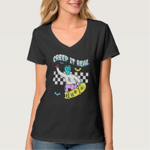 Retro Halloween Creep It Real Vintage Frankenstein T-Shirt
