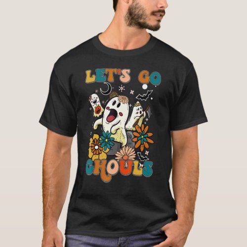 Retro Halloween Cute Ghos Lets Go Ghouls T_Shirt