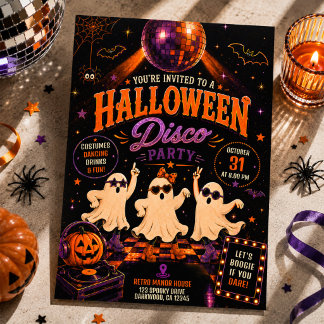 Retro Halloween Disco Costume Party Invitation