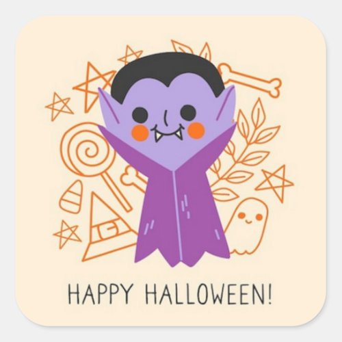 Retro Halloween Dracula Spooky  Square Sticker