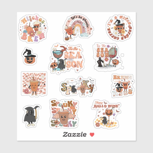 Retro Halloween Drinks - Cute and Spooky Sticker (Sheet)