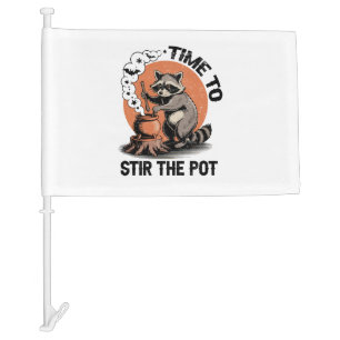 Retro Halloween Feral Time to Stir The Pot Car Flag