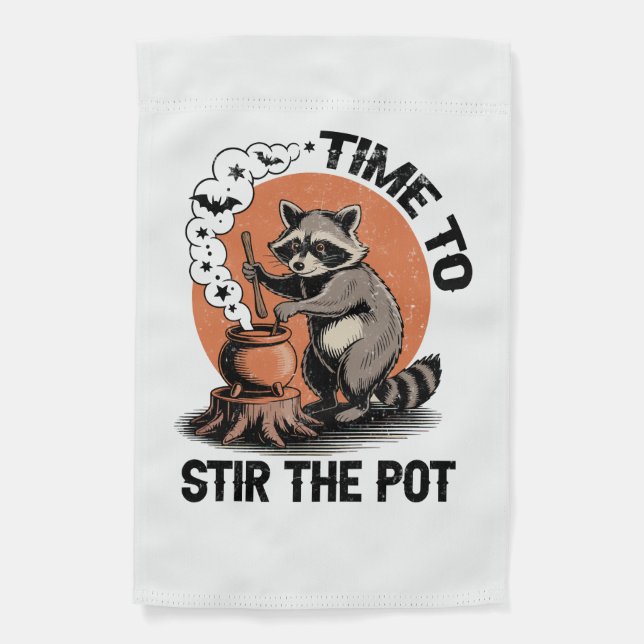 Retro Halloween Feral Time to Stir The Pot Garden Flag (Front)