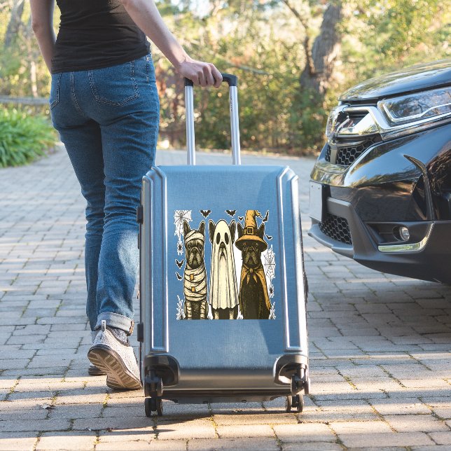 Retro Halloween Ghost French Bulldog Gothic Png Sticker (Suitcase Insitu)