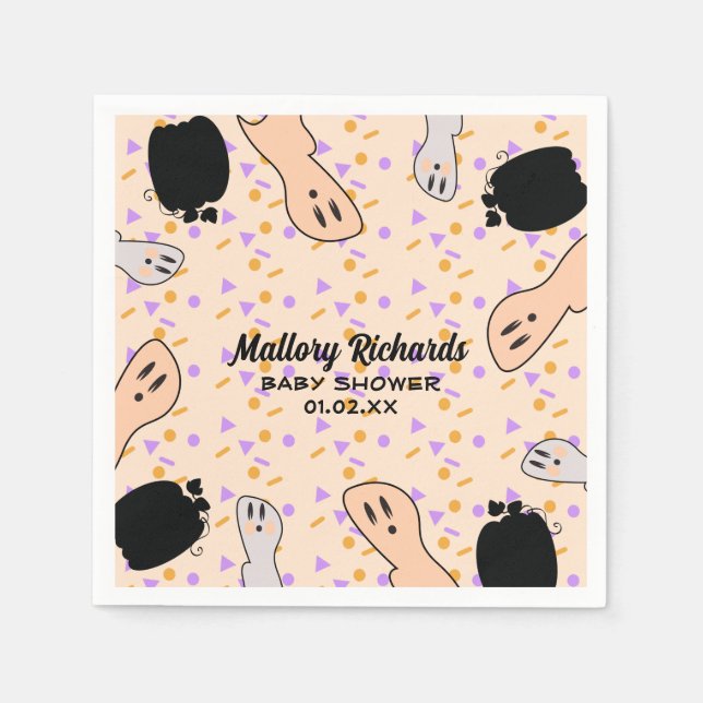 Retro Halloween Ghost Our Little Boo Baby Shower   Napkins (Front)