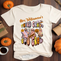 Retro Halloween Ghost Third Grade Teacher Name