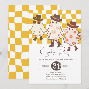 Retro Halloween Ghosts Spooky Birthday Party Invitation