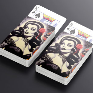 Retro Halloween Goth Pin-up Poker Cards