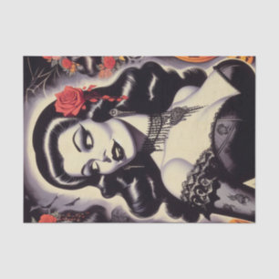 Retro Halloween Goth Pin-up Tissue Paper