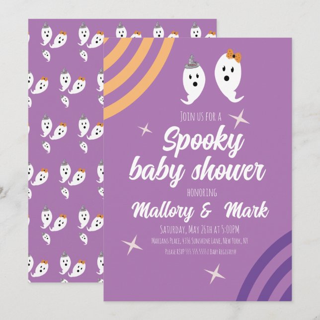 Retro Halloween Groovy Party Baby Shower Invitation (Front/Back)