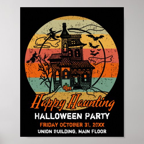 Retro Halloween Happy Haunting Haunted House Poster