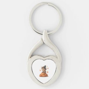 Retro Halloween Highland Cow 2 Keychain