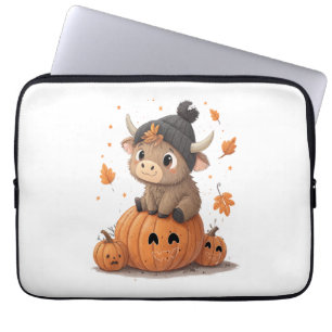 Retro Halloween Highland Cow 2 Laptop Sleeve