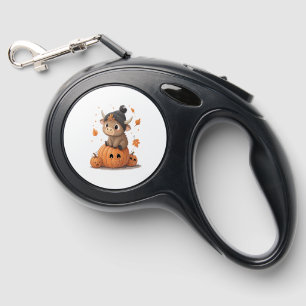 Retro Halloween Highland Cow 2 Retractable Pet Leash