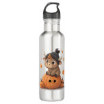 Retro Halloween Highland Cow 2 Stainless Steel Water Bottle