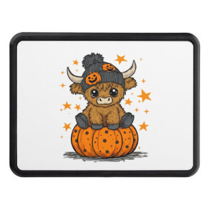 Retro Halloween Highland Cow Hitch Cover
