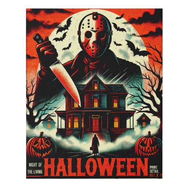 Retro Halloween Horror Night 80s Slasher Vibes Faux Canvas Print (Front)