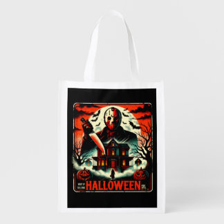 Retro Halloween Horror Night 80s Slasher Vibes Grocery Bag