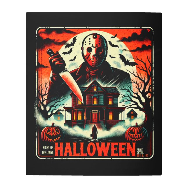 Retro Halloween Horror Night 80s Slasher Vibes Metal Print (Front)