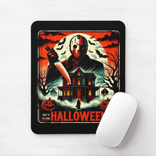 Retro Halloween Horror Night 80s Slasher Vibes Mouse Pad (With Mouse)