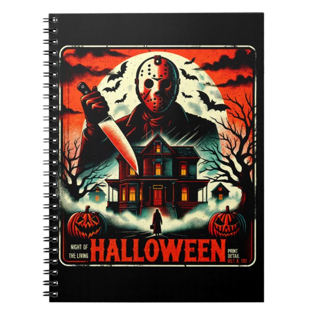 Retro Halloween Horror Night 80s Slasher Vibes Notebook (Front)