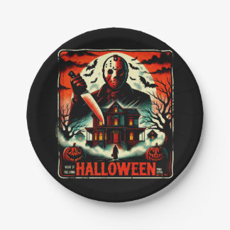 Retro Halloween Horror Night 80s Slasher Vibes Paper Plates