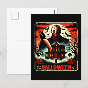Retro Halloween Horror Night 80s Slasher Vibes Postcard