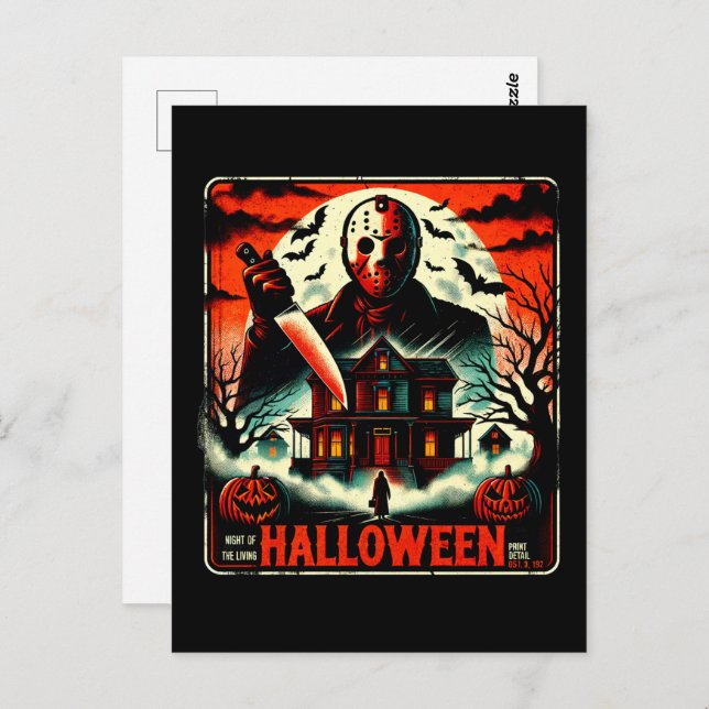 Retro Halloween Horror Night 80s Slasher Vibes Postcard (Front/Back)