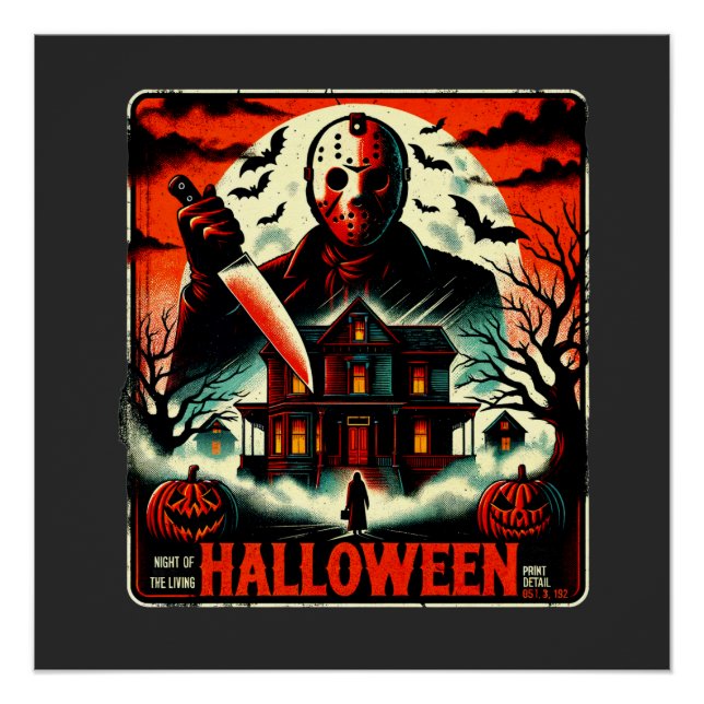 Retro Halloween Horror Night 80s Slasher Vibes Poster (Front)
