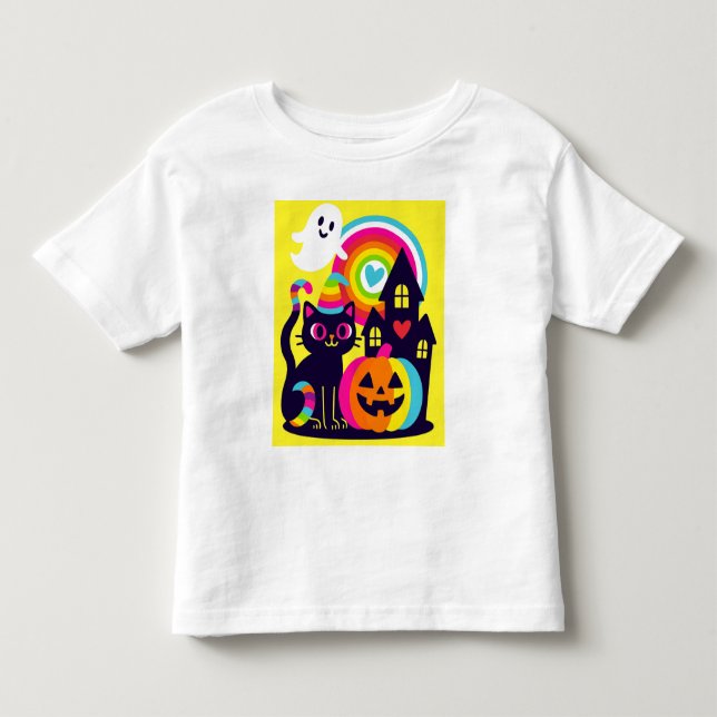  Retro Halloween Kawaii Black Cat, Pumpkin design Toddler T-shirt (Front)