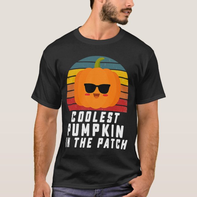 Retro Halloween Kids Girls Boys Coolest Pumpkin In T-Shirt (Front)