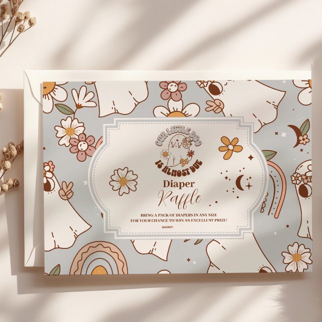 Retro Halloween Little Boo Baby Raffle Diapper Enclosure Card (Creator Uploaded)