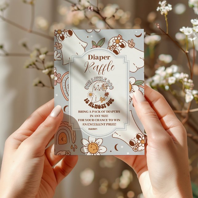 Retro Halloween Little Boo Raffle Diapper Enclosure Card (Creator Uploaded)