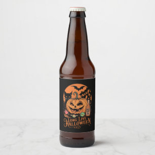 Retro Halloween Long Live Fall Spooky Season  Beer Bottle Label