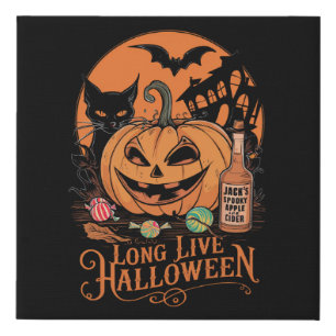 Retro Halloween Long Live Fall Spooky Season  Faux Canvas Print