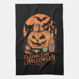 Retro Halloween Long Live Fall Spooky Season Kitchen Towel