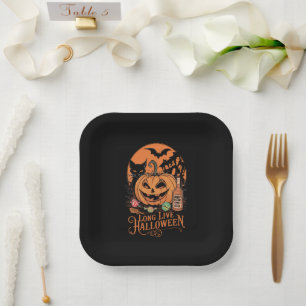 Retro Halloween Long Live Fall Spooky Season Paper Plates