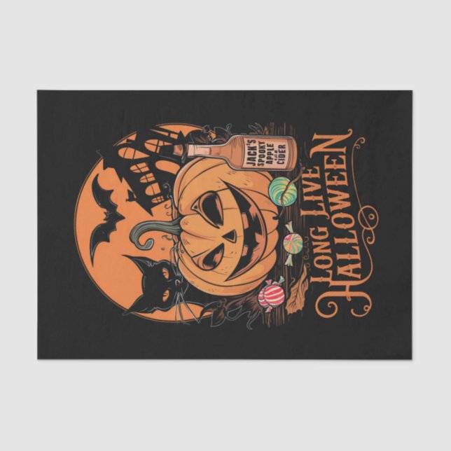 Retro Halloween Long Live Fall Spooky Season  Tissue Paper (Front)