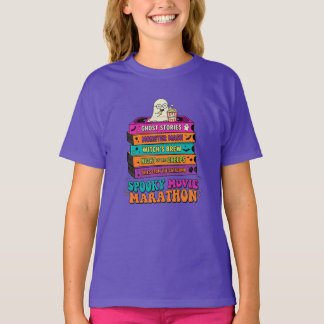 Retro Halloween Movie Marathon Ghost Popcorn Kids T-Shirt