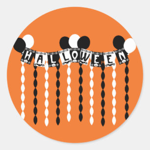 Retro Halloween Party Streamers Classic Round Sticker