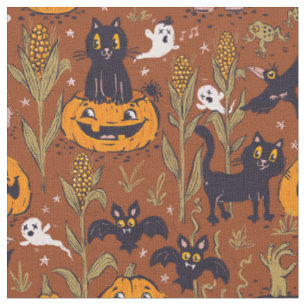 Retro Halloween pattern in vintage style. Fabric
