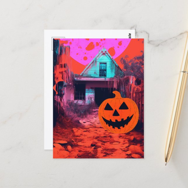 Retro Halloween Postcard (Front/Back In Situ)