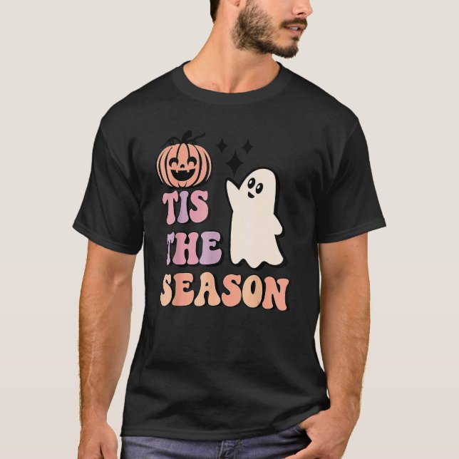 Retro Halloween Pumpkin Tis The Season Hot Ghoul H T-Shirt (Front)