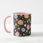 Retro Halloween Pumpkins and Flowers Pattern Mug