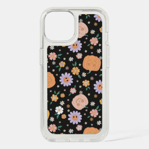 Retro Halloween Pumpkins and Flowers Pattern iPhone 15 Case